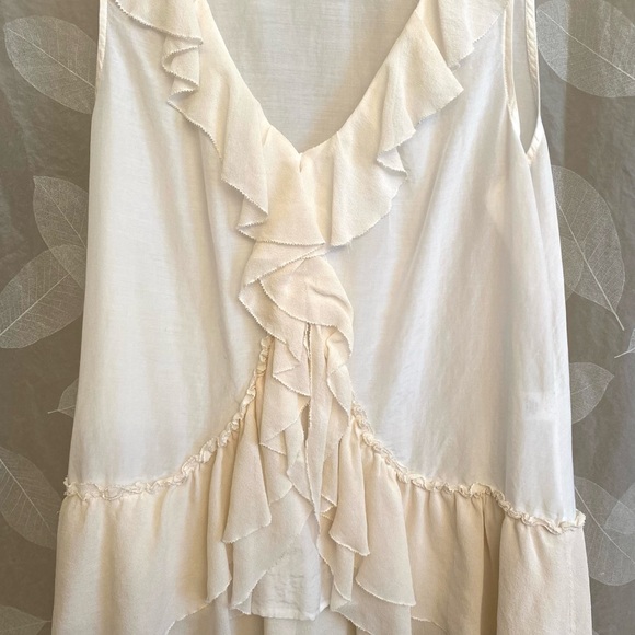 Saks Fifth Avenue silk and cotton ruffle top - Picture 3 of 4